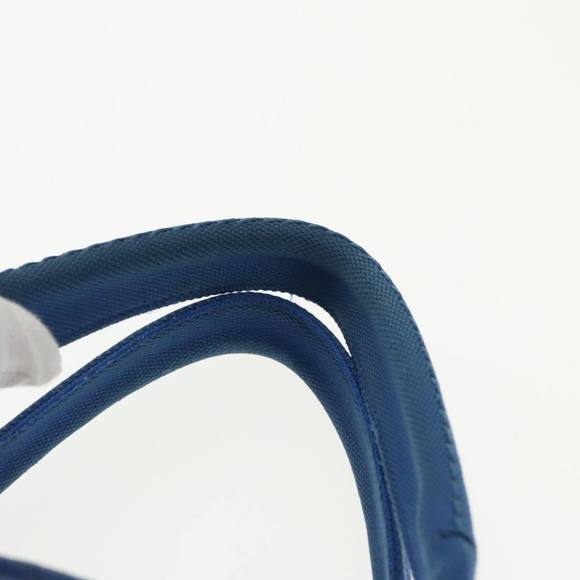 PRADA Canapa MM Hand Bag Canvas Blue Gold Auth 101425 - Picture 8 of 16